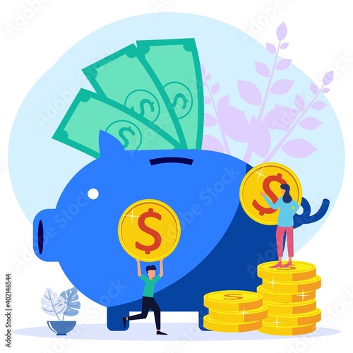 Illustration vector graphic cartoon character of money saving