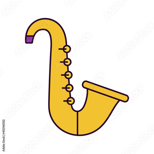 Canvas Print Web icon of saxophone musical instrument in simple solid style