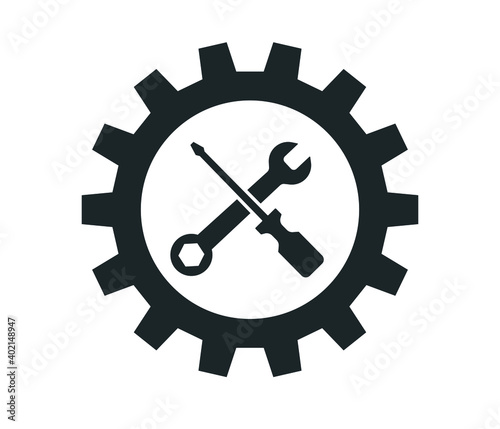 Service tool icon on white background. gear icon  technical assistance and service concept.