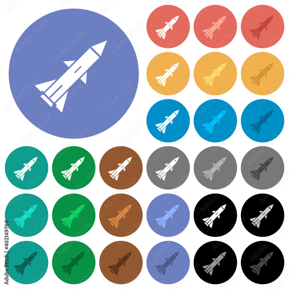 Naklejka premium Ballistic missile round flat multi colored icons