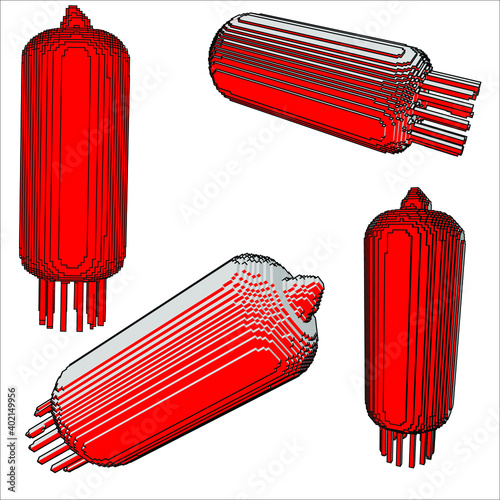 electric lamp vacuum device model glowing voxel vector graphicsold technology