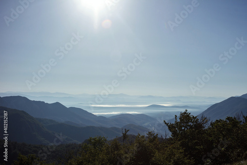 View on mountains after sunrise in croatian national park Velebit.