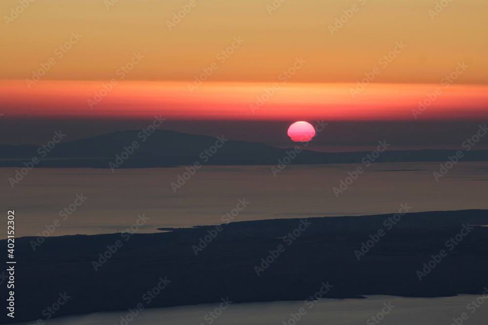 Sun hiding behind horizon of Adriatic sea. Sun hiding behind horizon of Adriatic sea.