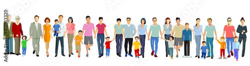 Familien mit Kinder, Eltern und Großeltern