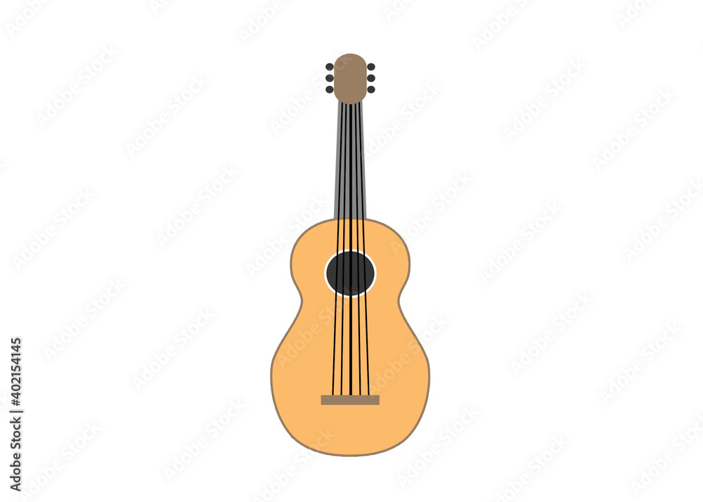 A cartoonish light brown acoustic guitar A cartoonish light brown acoustic guitar