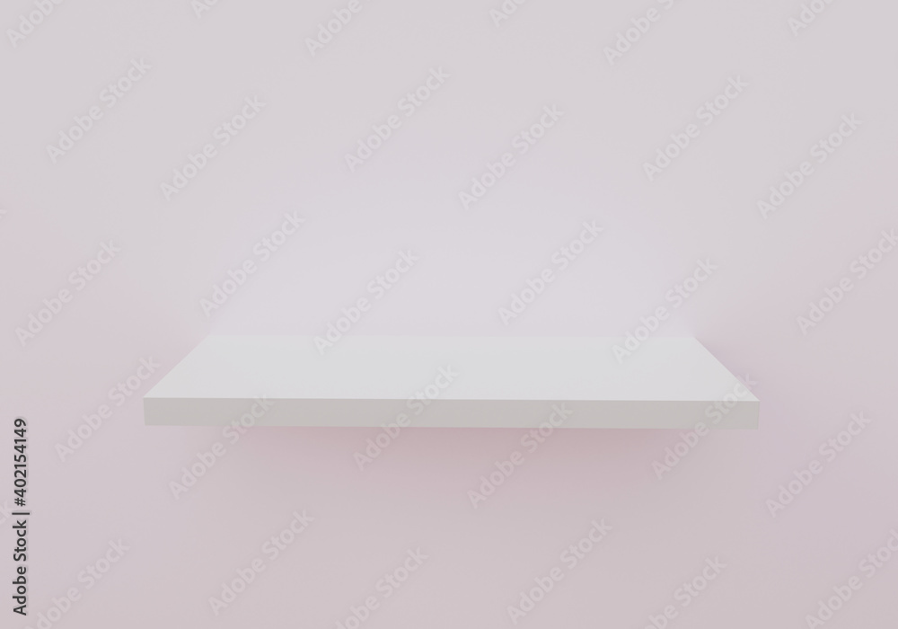 empty white shelf stand on light wall, 3d render empty white shelf stand on light wall, 3d render