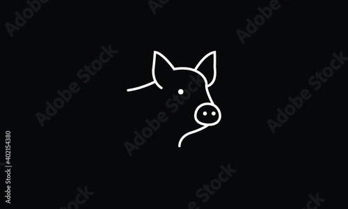Minimal Pig vector logo design