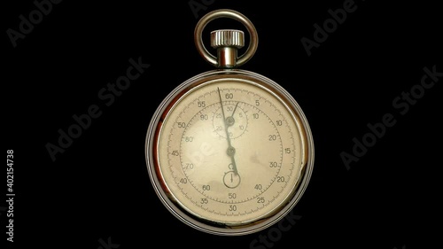 Vintage Dial Stopwatch Alpha / Antique stopwatch, clock, arrow, which moves in a circle of old clock face on a alpha channel