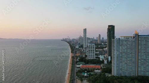 aerial view of pattaya beach chonburi thailand photo