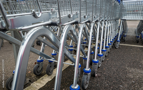 shopping carts in a row
