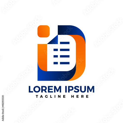 letter D documen and data logo design simple and flat concept for identity