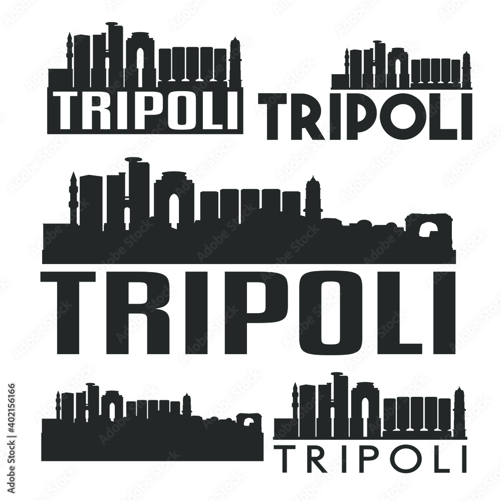 Tripoli Libya Flat Icon Skyline Vector Silhouette Design Set Logo Illustration. Tripoli Libya Flat Icon Skyline Vector Silhouette Design Set Logo Illustration.