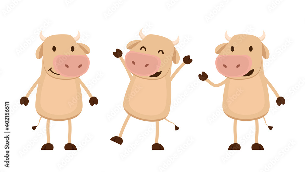 Ox character design. Ox cartoon on white background. Ox character design. Ox cartoon on white background.
