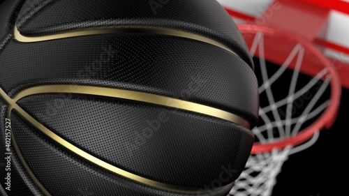 Basketball and Particles. 3D illustration. 3D high quality rendering. 3D CG.   © DRN Studio