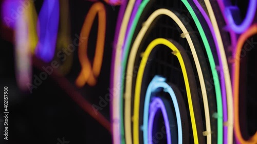 Colourful neon light-art during the night. photo