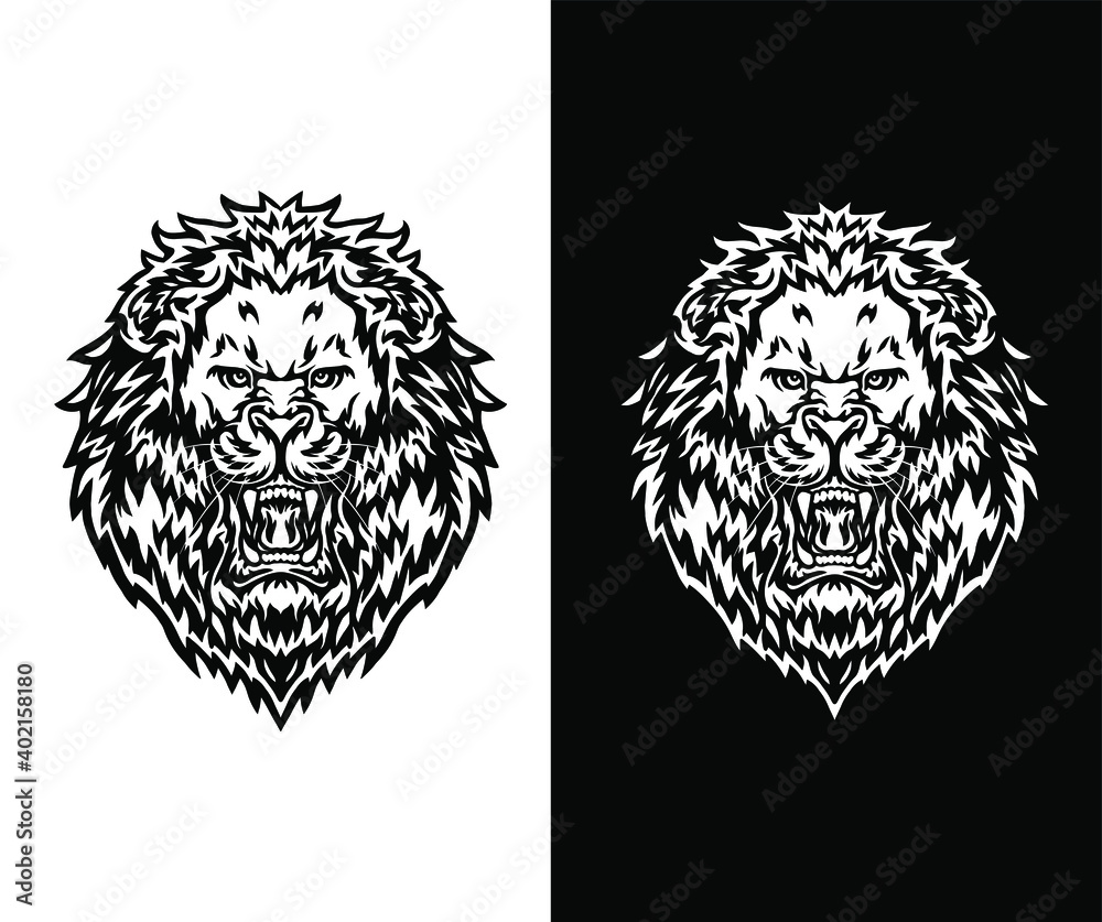 Fototapeta premium Roaring Lion , isolated on dark and bright background