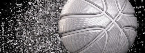 Basketball and Particles. 3D illustration. 3D high quality rendering. 3D CG. 