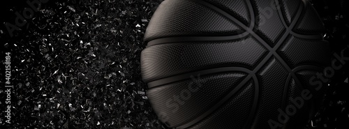 Basketball and Particles. 3D illustration. 3D high quality rendering. 3D CG. 