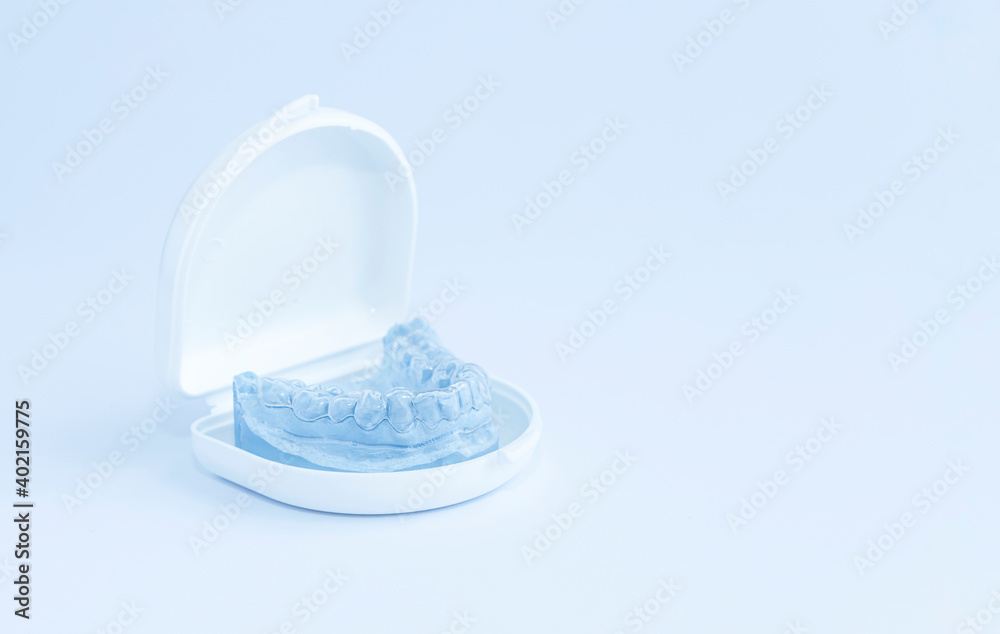 Fototapeta premium Mandibular impression with bruxism protection in white case.