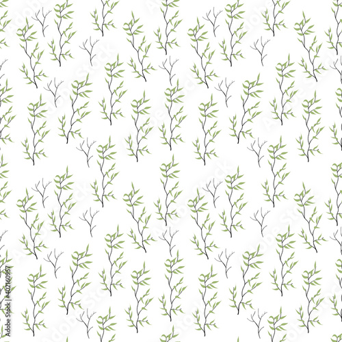 whate and green plant pattern