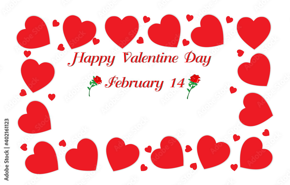 graphics design card for happy valentine day vector illustration symbols heart red color