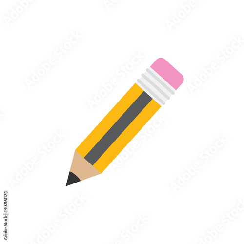 Pencil isolated on white background. Pencil write icon. School object concept. Vector stock