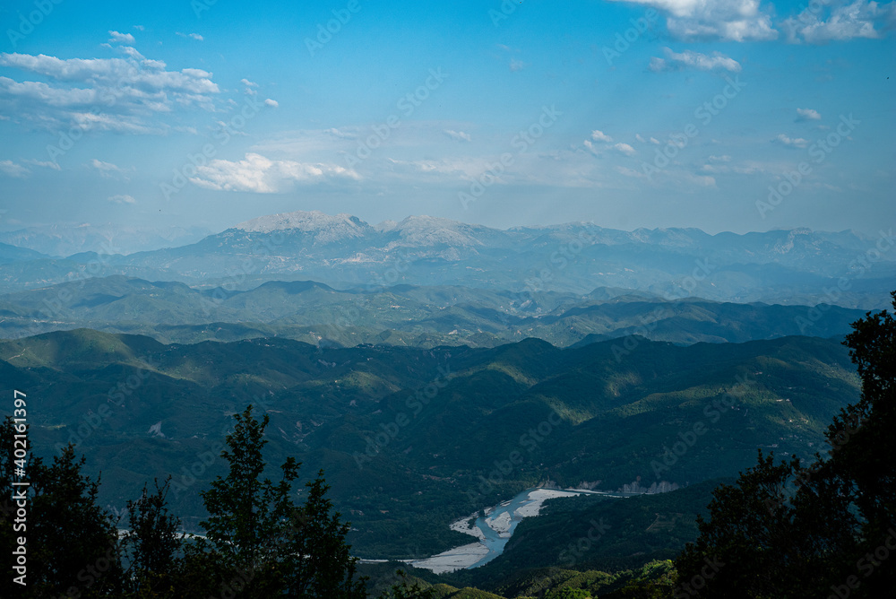 Fototapeta premium Tzoumetka, Epirus, Greece - March 29, 2018: View to Tzoumerka