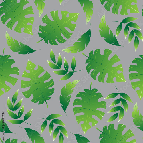Tropical palm leaves  botanical vector illustration  seamless pattern. Flat style for spring and summer design. For paper  cover  fabric  gift wrap  wall art  home decor