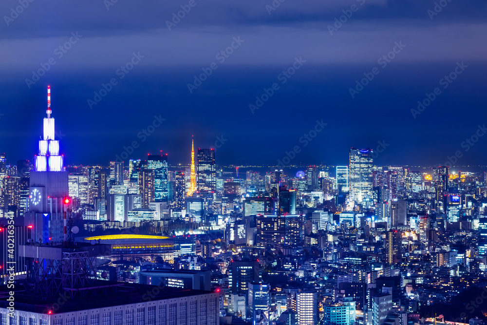 高層ビルが立ち並ぶ都会の夜景