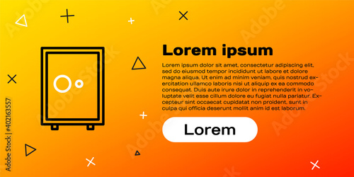 Line Safe icon isolated on yellow background. The door safe a bank vault with a combination lock. Reliable Data Protection. Colorful outline concept. Vector Illustration.