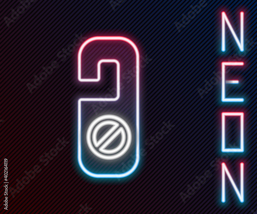 Glowing neon line Please do not disturb icon isolated on black background. Hotel Door Hanger Tags. Colorful outline concept. Vector Illustration.