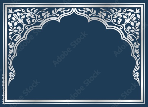 traditional wedding card design, paisley floral pattern , royal India	