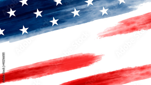 Usa or America flag background design of watercolor on white background vector illustration