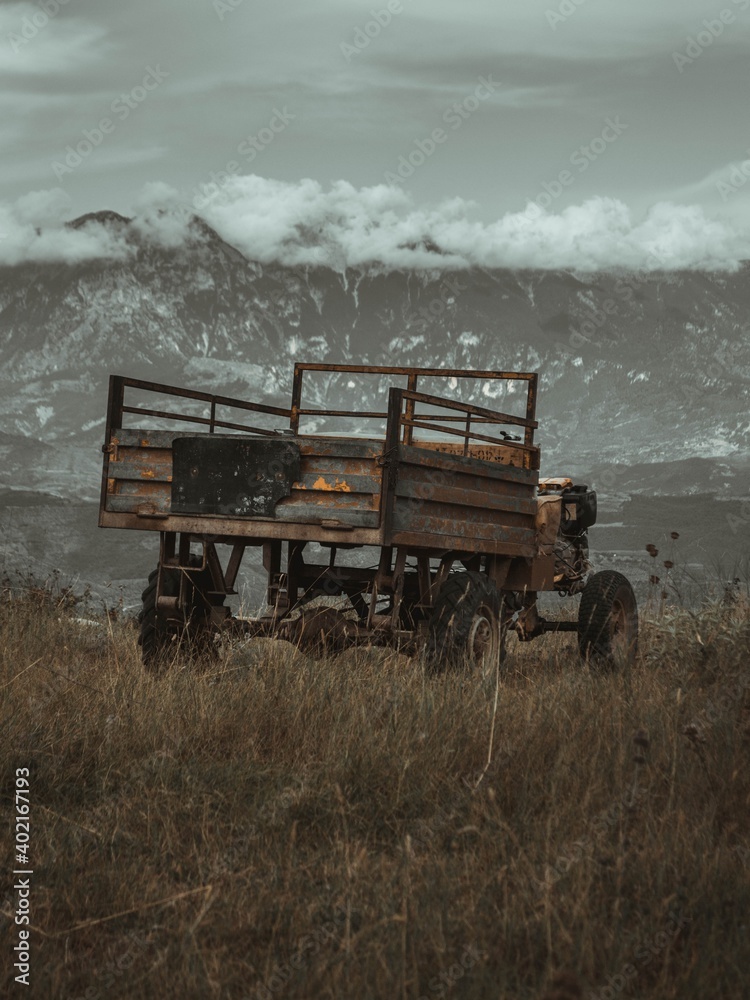 Naklejka premium tractor in the field