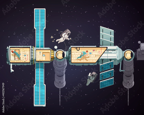 Fototapeta Naklejka Na Ścianę i Meble -  Orbital Space Station Illustration