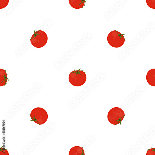 Seamless tomato vector pattern on white background for kitchen illustration  design.