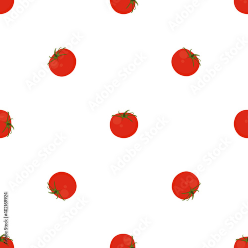 Seamless tomato vector pattern on white background for kitchen illustration, design.