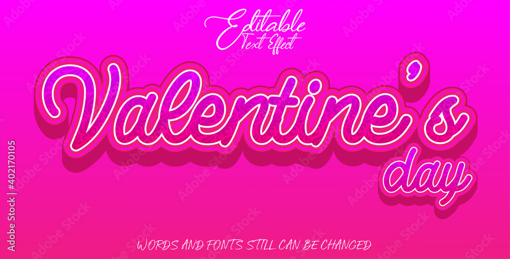 valentine's day editable text effect