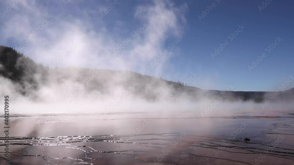 Steam Rising From Grand Prismatic Spring Slow Motion