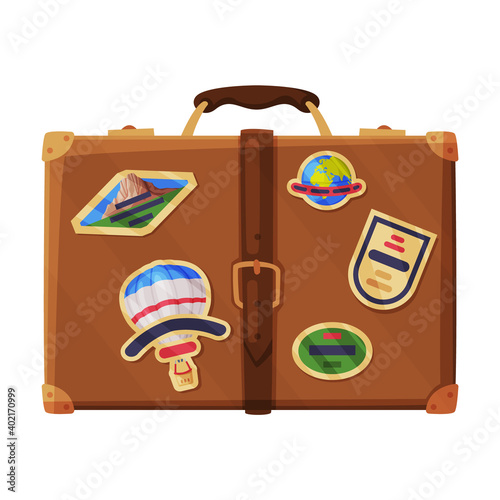 Brown Luggage Bag as Travel and Tourism Symbol Vector Illustration