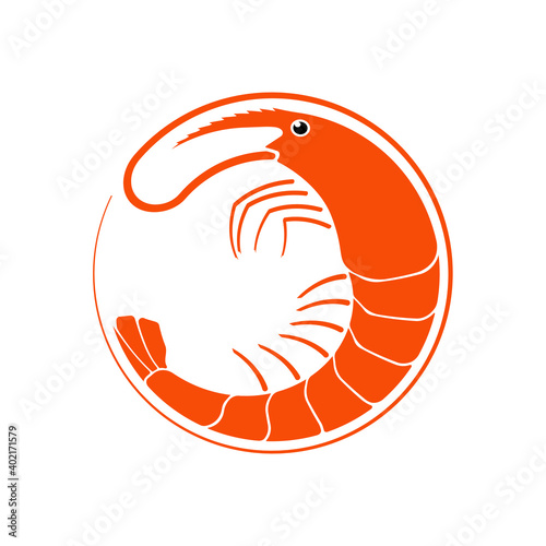 Shrimp logo in flat style