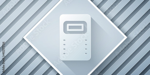 Paper cut Police assault shield icon isolated on grey background. Paper art style. Vector.