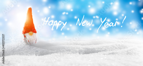Kleines Weihnachtsmännchen wünscht Gutes Neues Jahr 2021