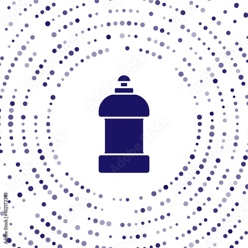 Blue Plastic bottle for laundry detergent, bleach, dishwashing liquid or another cleaning agent icon isolated on white background. Abstract circle random dots. Vector.