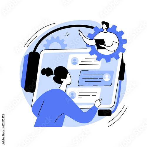 Customer self-service abstract concept vector illustration. E-support system, electronic proactive customer, online assistance, FAQs knowledge base, representative free shop abstract metaphor.