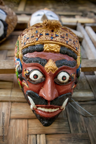 Malang, Indonesia (12-25-2020) - a photo of a scary-faced Malangan mask