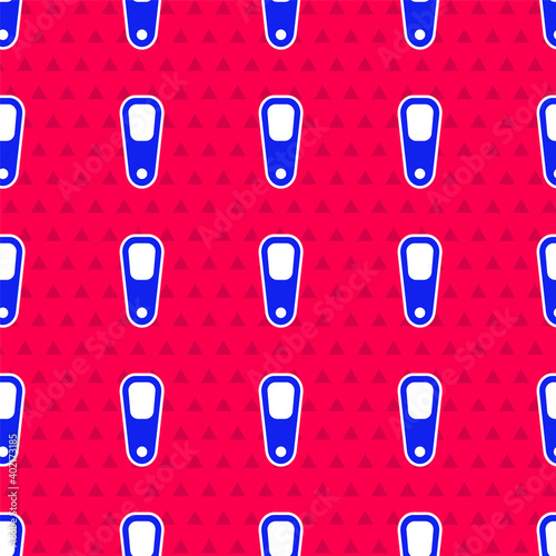 Blue Pumice for feet icon isolated seamless pattern on red background. Foot cleaning. Skin beauty cosmetology leg care. Vector.