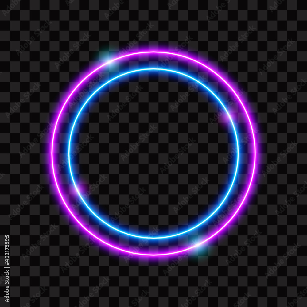 Round neon sign on transparent background, vector illustration.