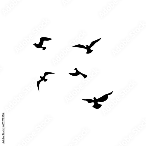 Flying birds black silhouette, vector illustration. © Vectorry