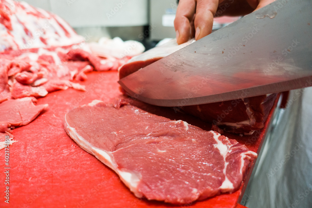 fillet of beef cut in butchery